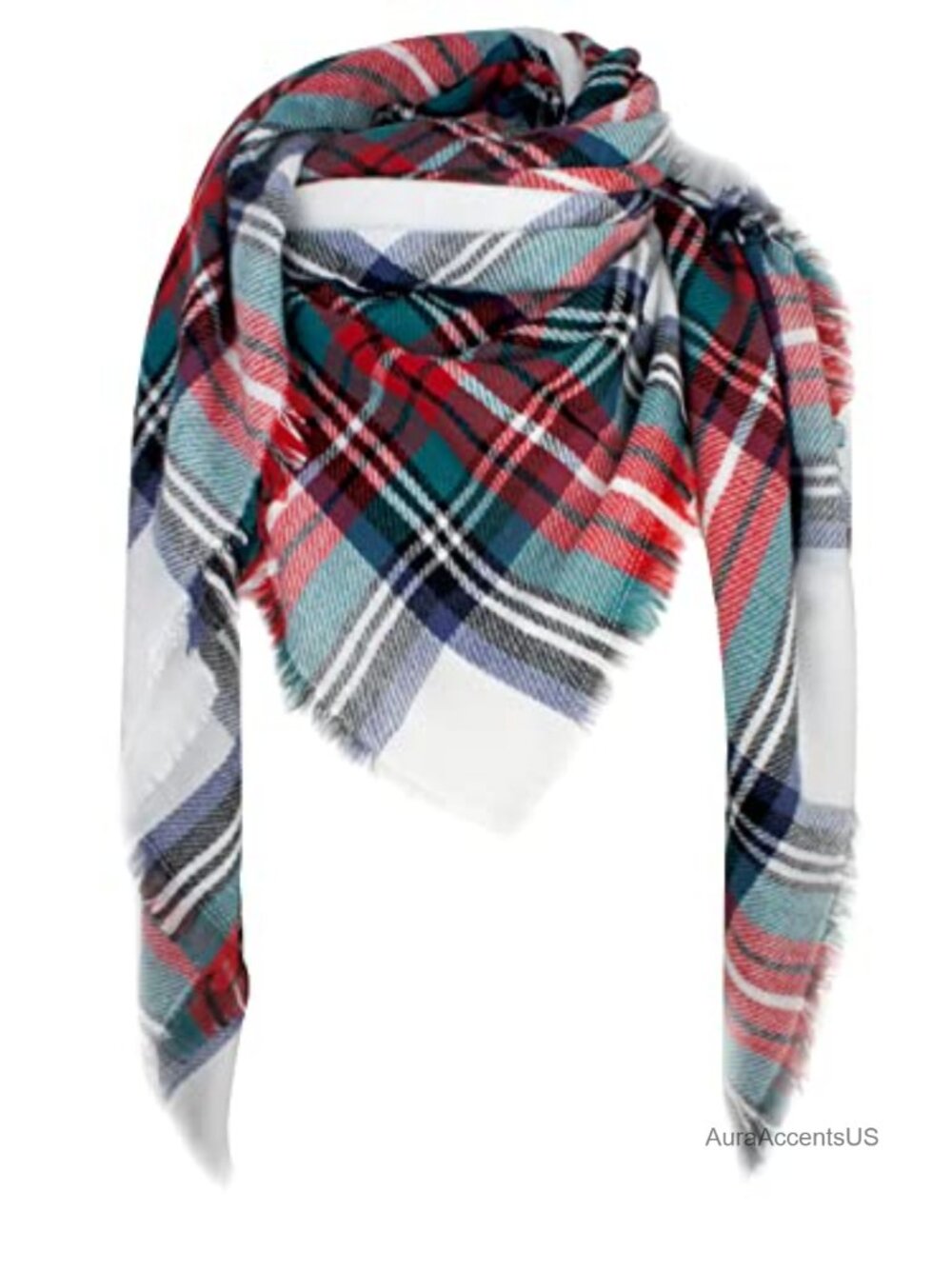 Plaid Triangle Scarf Women Cashmere-like Acrylic Shawl Wrap Winter